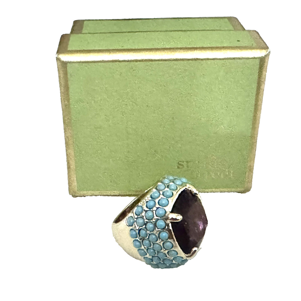 SPRING STREET PURPLE DOME COCKTAIL RING ADJUSTABLE 6-8 CZ